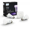 Set 3 becuri inteligente LED Philips Hue, WiFi, E27, 10W, 600lm, lumina RGB