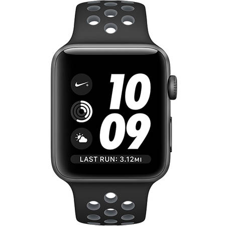 Apple Watch 2 Nike Plus Aluminiu Negru 42MM Si Curea Silicon Negru Gri
