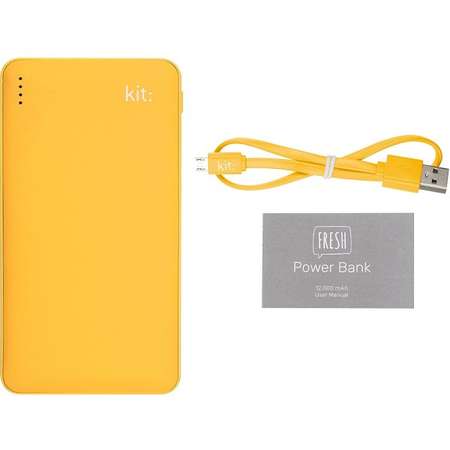 Incarcator portabil universal Kit Fresh 12000 mAh, Dual USB, Qualcomm Quick Charge 2.0, PWRFRESH12YL Sun kissed yellow