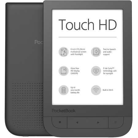 eBook Reader PocketBook Touch HD, E Ink Carta™ HD, 300dpi, 8GB, LED frontlight, WiFi, Negru