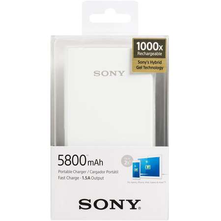 Acumulator extern Sony Fast Charging CP-E6, 5800 mAh, White