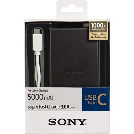 Acumulator extern Sony Fast Charging CP-SC5, 5000 mAh, 1 USB Type C, Black