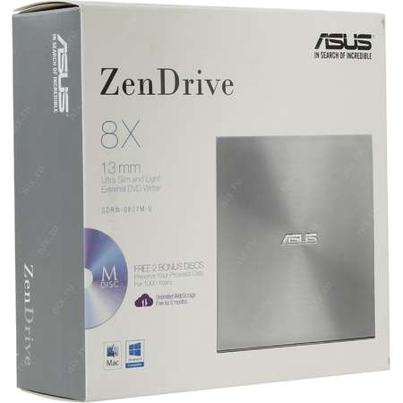 Unitate optica externa ZenDrive Ultra-slim, USB, Silver + 2 Bonus M-Discs