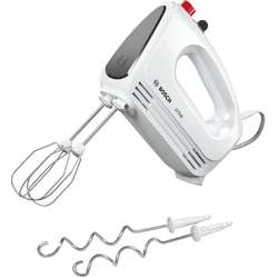 Bosch Mixer de mana MFQ22100, 2 teluri, 2 spirale, 4 viteze, 375 W, alb/gri