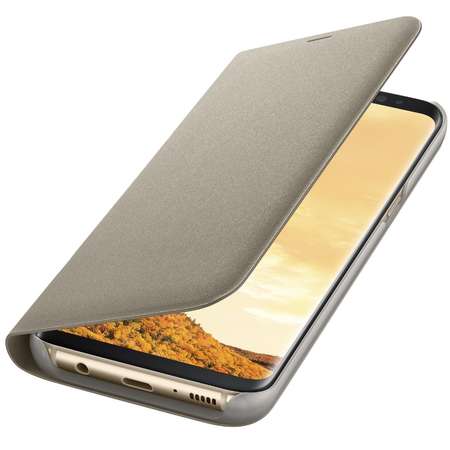 Husa protectie LED Flip Wallet pentru Samsung Galaxy S8 (G950), EF-NG950PFEGWW Gold