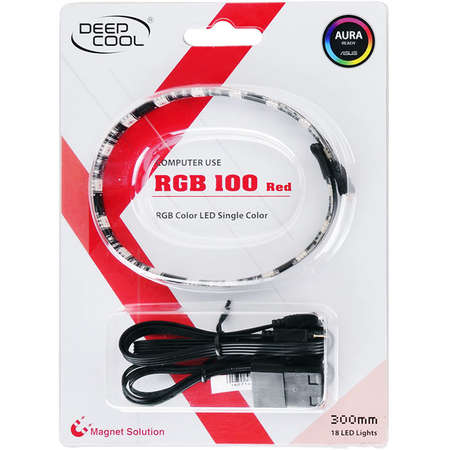 Banda LED pentru carcase PC, Red LED, fixare magnetica, lungime 300mm
