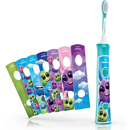 Periuta de dinti electrica Sonicare For Kids HX6322/04, Bluetooth® cu aplicatie de consiliere, 2 capete de periere, 2 programe de periere, 8 etichete de personalizare, alb/albastru