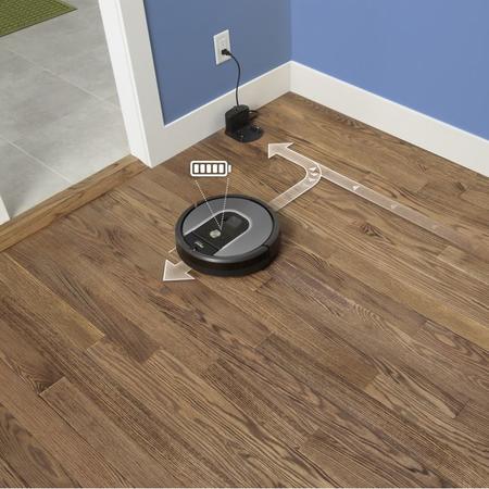 Robot de aspirare iRobot Roomba 960, iAdapt 2.0, iRobot Home, Dirt Detect, Negru/Gri