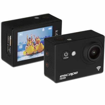Kit Escape HD5W WiFi Action Camera + accesorii (8GB Memory Card & Travel Case), pachet bundle, Negru
