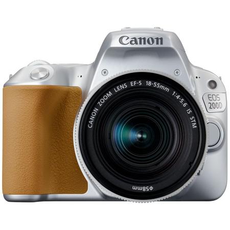 Aparat foto DSLR Canon EOS 200D, 24.2 MP, Wi-Fi, Argintiu + Obiectiv EF-S 18-55mm, f/3.5-5.6 IS SL