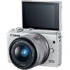 Aparat foto Mirrorless Canon EOS M100, 24.2 MP, White + Obiectiv 15-45 mm