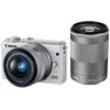 Aparat foto Mirrorless Canon EOS M100, 24.2 MP, White + Obiectiv 15-45 mm + Obiectiv 55-200 mm