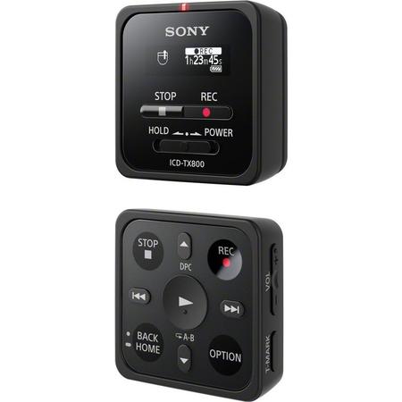 Reportofon compact digital ICD-TX800B, 16GB, Telecomanda, Microfon stereo, USB, Negru