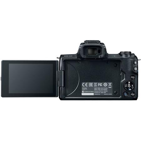 Aparat foto mirrorless EOS M50, 25.8 MP, 4K, Wi-Fi, Negru + Obiectiv EF-M 15- 45mm f/3.5-6.3 IS STM + Obiectiv EF-M 22mm f/2.0 STM