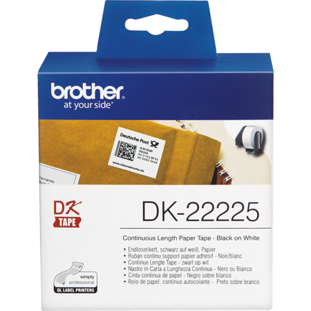 Rola de hartie continua Brother DK-22225 – negru pe alb