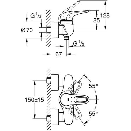 Baterie dus Grohe Eurostyle, fara furtun si para, alb, 33590LS3