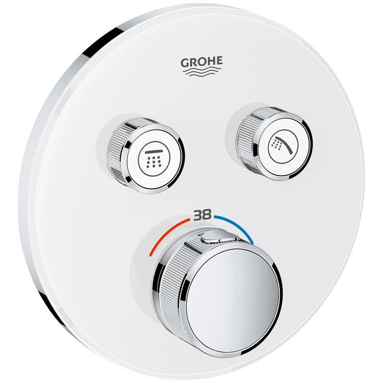 Ornament Grohe Grohterm Smartcontrol termostatic rotund, 2 iesiri, alb, 29151ls0