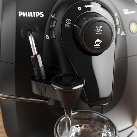 Espressor super-automat Philips HD8652/91, Carafa externa, Rasnita ceramica, Sistem automat Easy Cappuccino, Boiler incalzire rapida, Negru