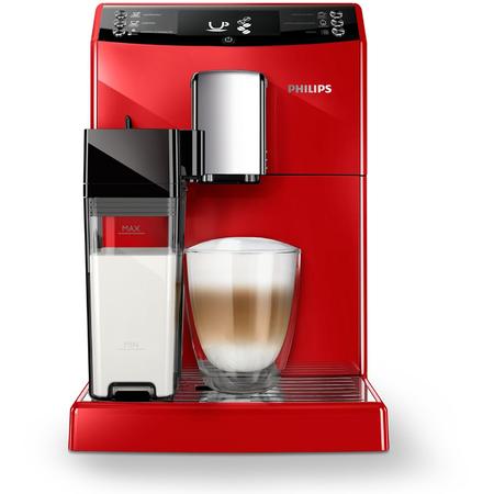 Espressor super-automat Philips EP3363/10, Sistem filtrare AquaClean, Carafa de lapte integrata, 5 setari intensitate, Optiune cafea macinata, 6 bauturi, Rosu