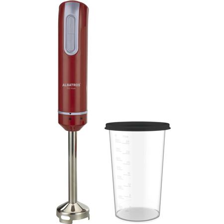 Blender Albatros B702A, 700 W, 1 viteză+funcţie Turbo, Pahar 0.8 L, Lamă şi ax din inox, Rosu/Inox