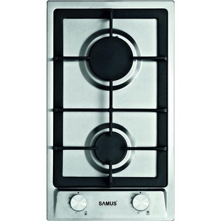 Plita incorporabila PSG-32SX, Gratar din fonta, 2 arzatoare pe gaz, Sistem de siguranta, Aprindere electrica, Inox