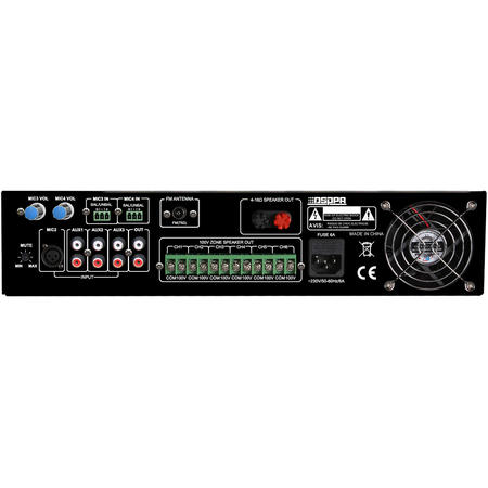 Amplificator PA 350W cu mixer, 6 zone, USB/SD/Tuner, 4Mic si 3AUX, 100V & 4-16 Ohmi