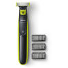 Philips Aparat hibrid pentru barbierit si tuns barba One Blade QP2520/20, 3 piepteni, acumulatori, negru/verde