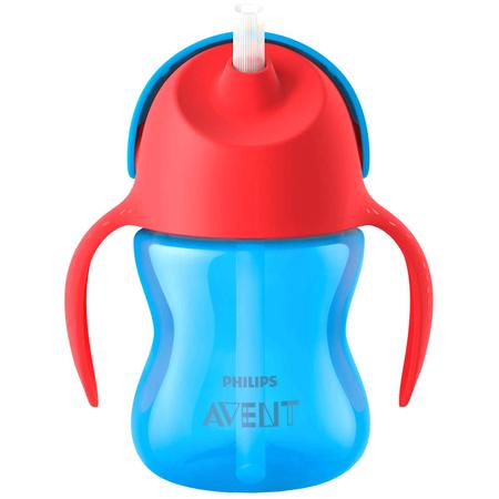 Cana cu pai Avent SCF796/01, 9 luni, 200 ml, albastru/rosu