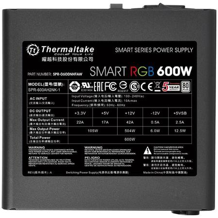 Sursa Thermaltake Smart RGB, 80+, 600W