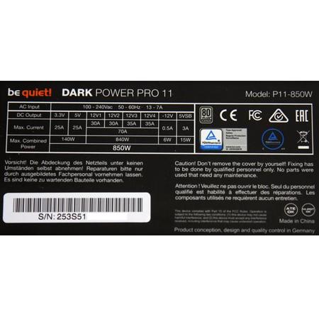 Sursa be quiet! Dark Power Pro 11, 80+ Platinum 850W