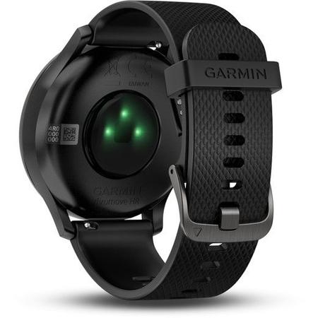 Ceas smartwatch Garmin Vivomove HR Sport, Black Silicon Band, Black