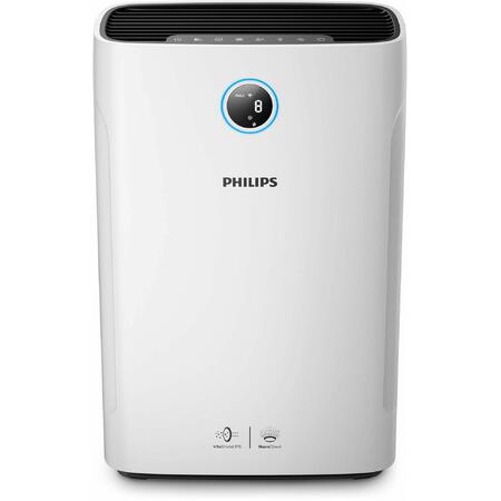 Purificator si umidificator de aer 2 in 1 Philips AC3829/10, 310 m3 / h, 600 ml/h, 37 mp, alb
