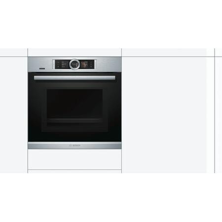 Cuptor incorporabil multifunctional Bosch Serie 8 HNG6764S6, 14 functii, 67 l, optiune microunde si aburi, Home Connect, DishAssist, PerfectRoast, inox