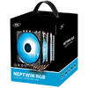 Deepcool Cooler procesor Neptwin iluminare RGB, 6 heatpipe-uri de 6mm, 2x 120mm RGB Hydro Bearing fans