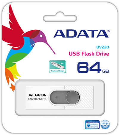 Memorie USB UV220 64Gb, white/gray retail, USB 2.0