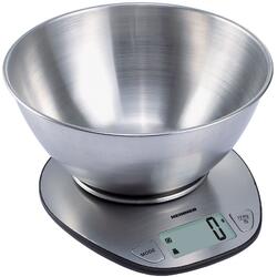 Cantar de bucatarie cu bol Heinner HKS-5SS, bol 5kg, full inox, functie tara, functie cantarire lichide, 1g, display lcd, Inox