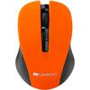 CANYON Mouse wireless optical 800/1000/1200 dpi, 4 btn, USB, power saving button, Orange