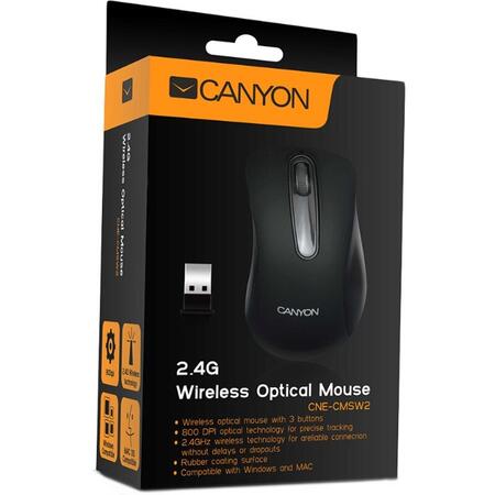 Mouse wireless optical 3 buttons, DPI 800, Black