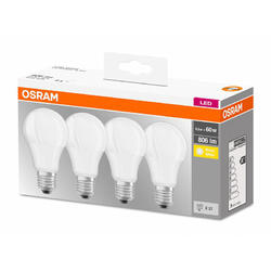 OSRAM Set 4 becuri Led E27, 9W, 806 lumeni, lumina calda(2700K)