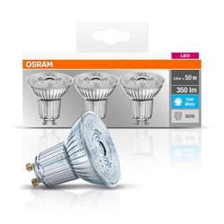 OSRAM Set 3 becuri Led GU10, 4,3W, 350 lumeni, lumina neutra(4000K)