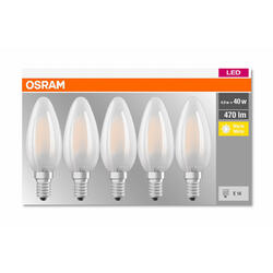 OSRAM Set 5 becuri Led E14, 4W, 470 lumeni, lumina calda(2700K)