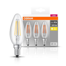 OSRAM Set 3 becuri Led E14, 4W, 470 lumeni, lumina calda(2700K)