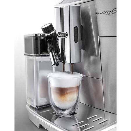 Espressor automat DeLonghi PrimaDonna Elite ECAM 510.55.M, 1450 W, 15 bar, 1.8 l, carafa lapte, display LCD, argintiu