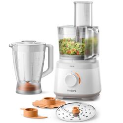 Robot de bucatarie Philips Daily Collection HR7320/00, 700 W, 2 viteze, bol 2.1 L, dispozitiv de emulsifiere, accesoriu de framantare, blender cu capacitate de 1 L, Alb