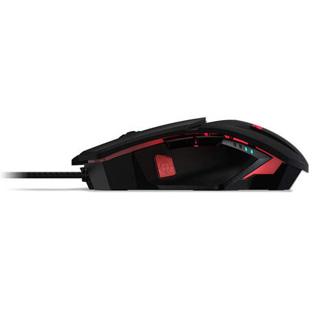 Mouse Gaming Acer Nitro, 6 setari DPI, maxim 4000 DPI, iluminat, greutati ajustabile 4 x 5g, 8 butoane, negru