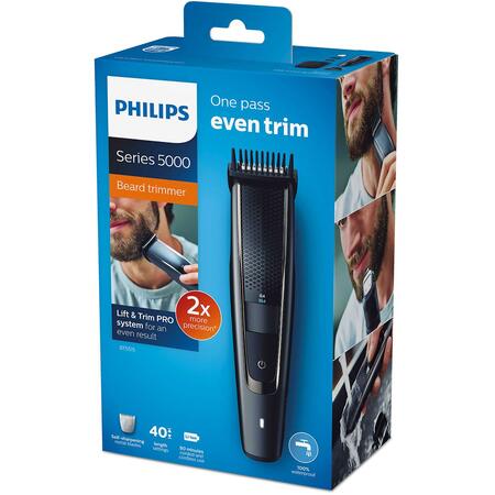 Aparat de tuns barba Philips BT5515/15, 40 de setari, 0.4-20 mm, husa, Negru