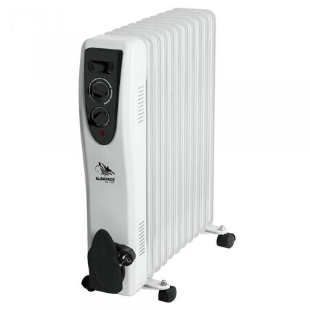 Calorifer electric Albatros RA-11ST, 2500 W, 3 trepte de putere, 11 elemenţi, Termostat reglabil, Alb/negru