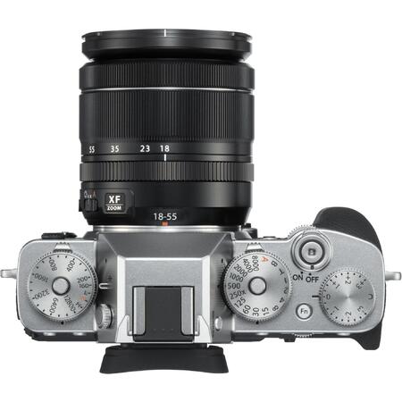 Aparat foto Mirrorless Fujifilm X-T3, 26 MP, 4K, Argintiu + Obiectiv XF 18-55 mm