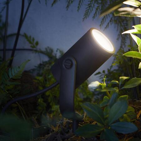 Spot LED RGB exterior HUE Lily, unitate de baza, 8W (50W), 230V, lumina ambientala alba si color 2200-6500K
