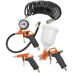 Black+Decker Set 4 accesorii compresor 9045851BND, pistol cu aer, pistol de umflat, pistol pulverizare, furtun
